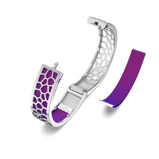 Hexagon Coral Bangle - Orchid Purple - Rhodium