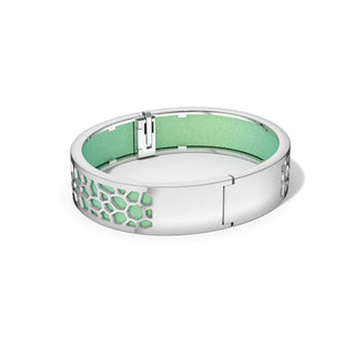 Hexagon Coral Bangle - Palm Tree Green - Rhodium