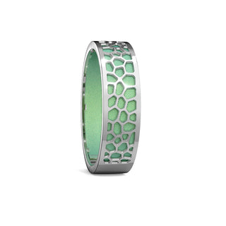 Hexagon Coral Bangle - Palm Tree Green - Rhodium