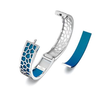 Hexagon Coral Bangle - Peacock Green - Rhodium