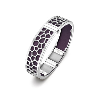 Hexagon Coral Bangle - Deep Plum - Rhodium