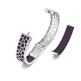 Hexagon Coral Bangle - Deep Plum - Rhodium