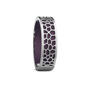 Hexagon Coral Bangle - Deep Plum - Rhodium