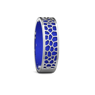 Hexagon Coral Bangle - Royal Blue - Rhodium