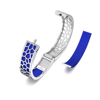 Hexagon Coral Bangle - Royal Blue - Rhodium