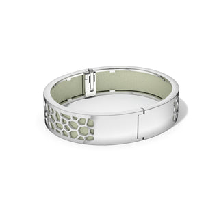 Hexagon Coral Bangle - Shophouse Olive - Rhodium