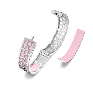Hexagon Coral Bangle - Shophouse Pink - Rhodium