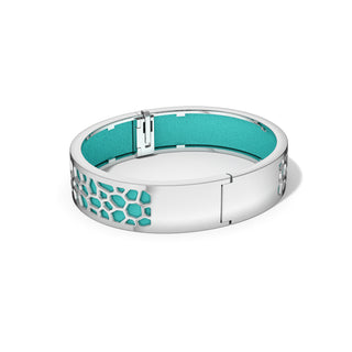 Hexagon Coral Bangle - Shophouse Teal - Rhodium