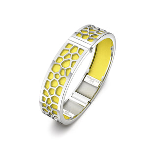 Hexagon Coral Bangle - Starfruit Yellow - Rhodium
