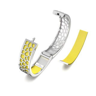 Hexagon Coral Bangle - Starfruit Yellow - Rhodium