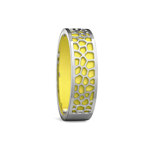 Hexagon Coral Bangle - Starfruit Yellow - Rhodium