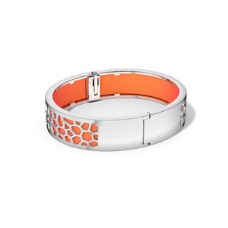 Hexagon Coral Bangle - Sunset Orange - Rhodium