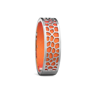 Hexagon Coral Bangle - Sunset Orange - Rhodium