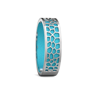 Hexagon Coral Bangle - Turquoise Blue - Rhodium