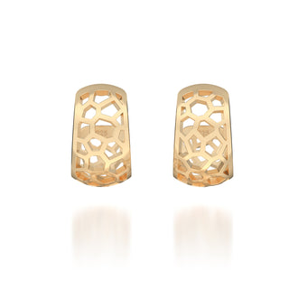 Hexagon Coral Earrings - Gold Vermeil