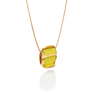Starfruit Yellow Hexagon Coral - Silk Pendant - Gold Vermeil