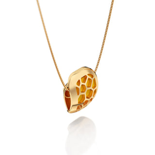 Pineapple Yellow Hexagon Coral - Silk Pendant - Gold Vermeil
