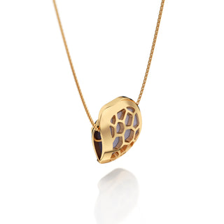 Shophouse Mauve Hexagon Coral - Silk Pendant - Gold Vermeil