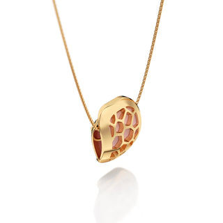 Shophouse Pink Hexagon Coral - Silk Pendant - Gold Vermeil