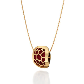 Majestic Ruby Hexagon Coral - Silk Pendant - Gold Vermeil