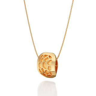 Shophouse Vanilla  Hexagon Coral - Silk Pendant - Gold Vermeil