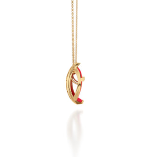 Dragonfruit Pink Hexagon Coral - Silk Pendant - Gold Vermeil