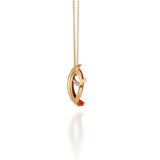 Firecracker Red Hexagon Coral - Silk Pendant - Gold Vermeil