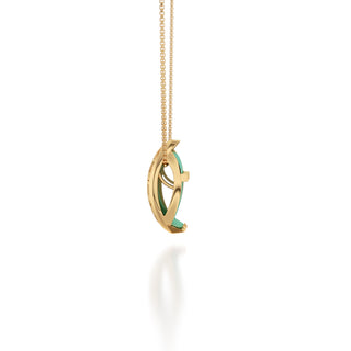 Palm Tree Green Hexagon Coral - Silk Pendant - Gold Vermeil