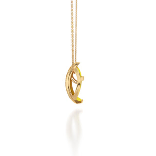 Starfruit Yellow Hexagon Coral - Silk Pendant - Gold Vermeil