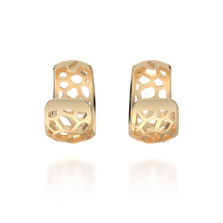 Hexagon Coral Earrings - Gold Vermeil