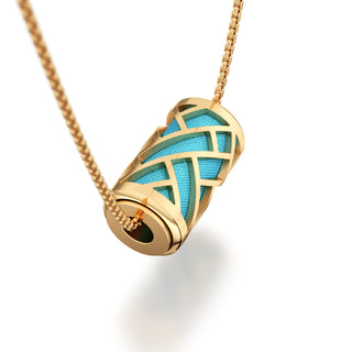 Turquoise Blue  Huế - Silk Pendant - Gold Vermeil