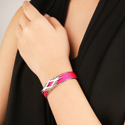 Ikat Silk Cuff - Dragonfruit Pink