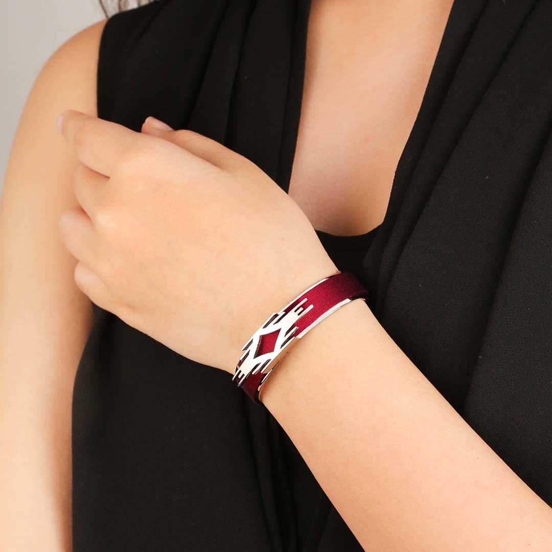 Ikat Silk Cuff - Majestic Ruby