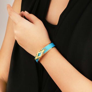 Ikat Silk Cuff - Turquoise Blue