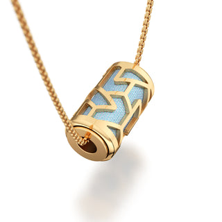 Gazebo Blue Iskandar- Silk Pendant - Gold Vermeil