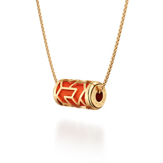 Lava Orange Iskandar- Silk Pendant - Gold Vermeil