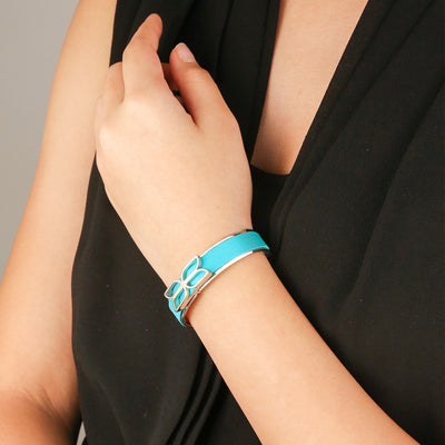 Kawung Silk Cuff - Turquoise Blue