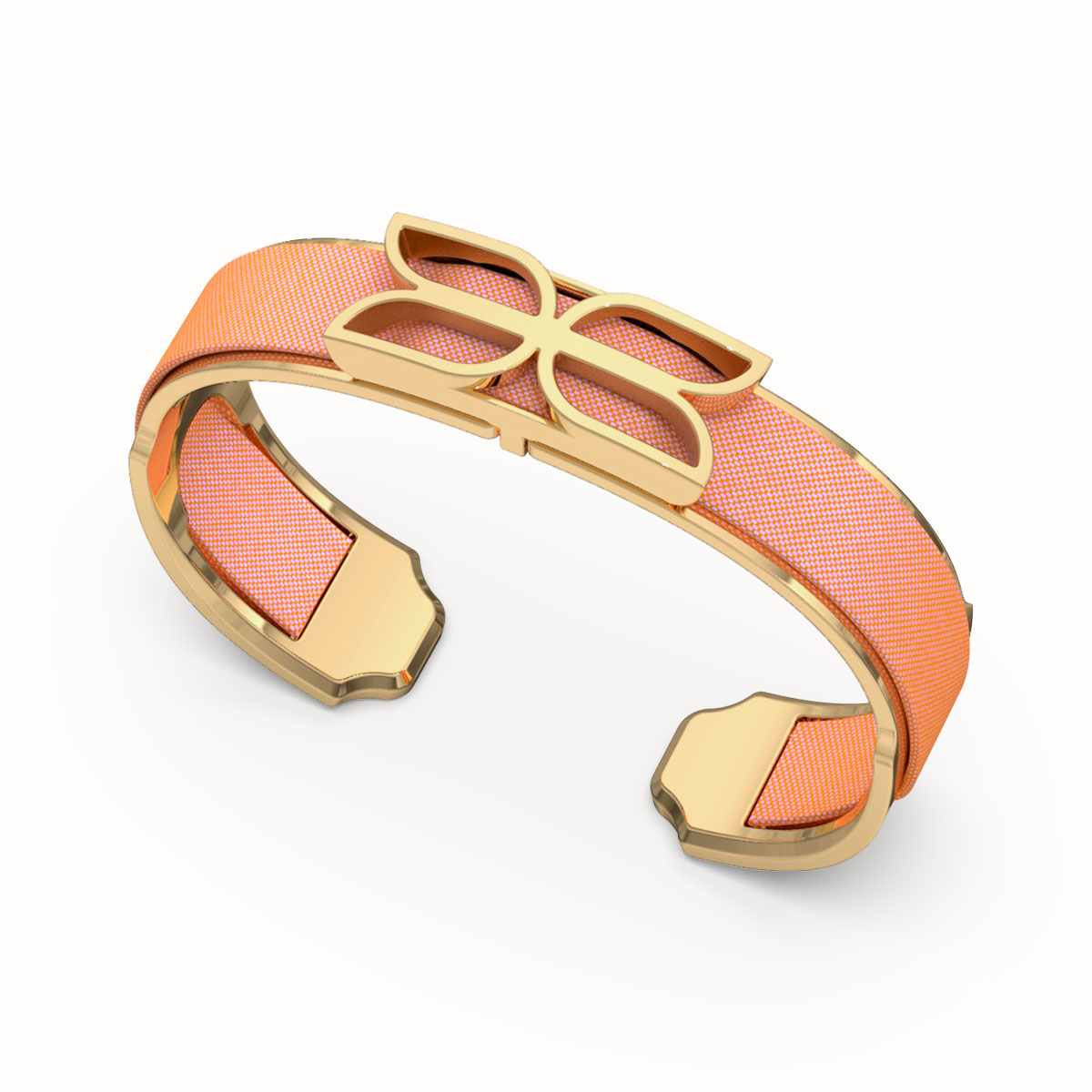 Kawung Silk Cuff - Crossandra Orange