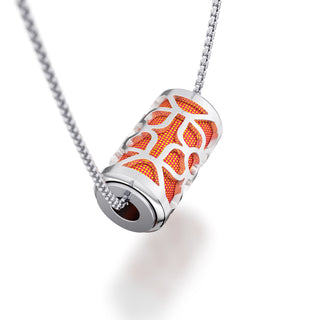 Sunset Orange  Lotus - Silk Pendant - Sterling Silver
