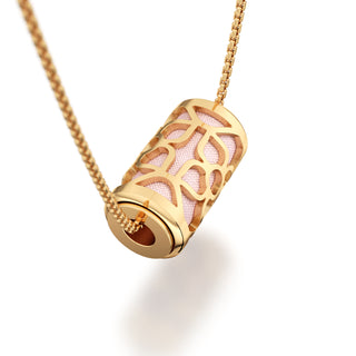 Shophouse Pink Lotus - Silk Pendant - Gold Vermeil
