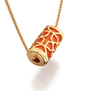 Sunset Orange  Lotus - Silk Pendant - Gold Vermeil
