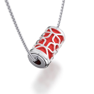 Firecracker Red Lotus - Silk Pendant - Sterling Silver