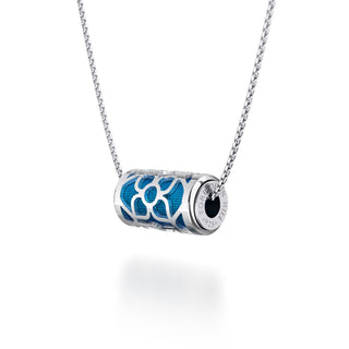 Peacock Green Lotus - Silk Pendant - Sterling Silver