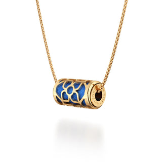 Celestial Blue Lotus - Silk Pendant - Gold Vermeil