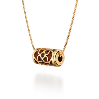 Mangosteen Red Lotus - Silk Pendant - Gold Vermeil