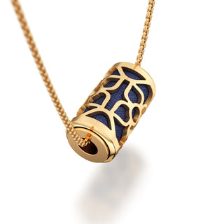 Midnight Blue Lotus - Silk Pendant - Gold Vermeil