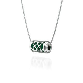 Lotus Love Letter Pendant - Emerald Green - Sterling Silver