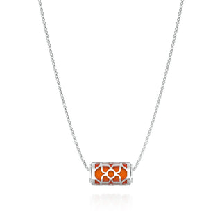 Lotus Love Letter Pendant - Lava Orange - Sterling Silver