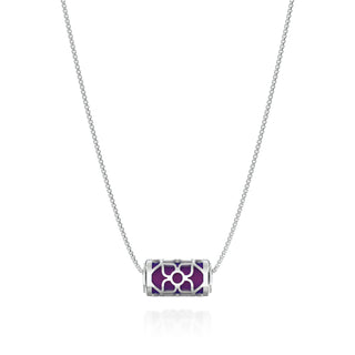 Lotus Love Letter Pendant - Orchid Purple - Sterling Silver