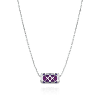 Lotus Love Letter Pendant - Orchid Purple - Sterling Silver